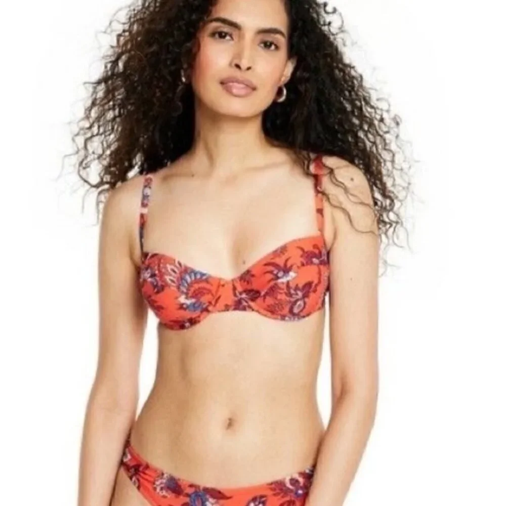 RHODE X Target Large Leafy Floral Print Underwire Bikini Swim Top LARGE NWOT